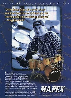 1998 Print Ad Of Mapex Orion Classic Drum Kit W Gregg Bissonette • $9.99