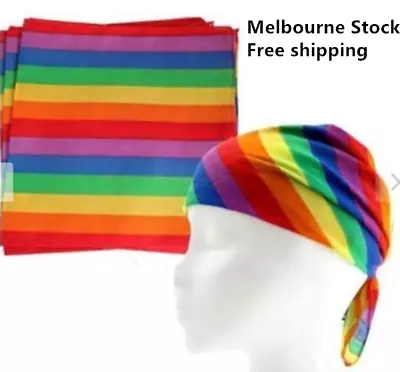 Carnival Rainbow Bandana Party Satin Head Face Wrap Lesbian Gay Pride Mardi Gras • $4.59