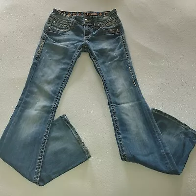 $35 • Buy Rock Revival Jeans Alanis Boot Cut Low-Rise Women's Size 25 Distressed Stretch