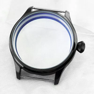 Black Stainless Steel Watch Case 44mm Fit ETA 6497 6498 Seagull ST3600 Movement • $23.88