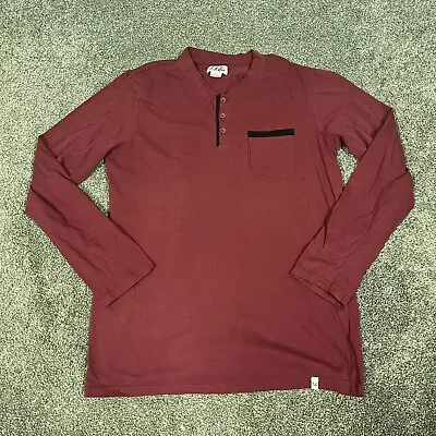 Mister Brand Henley Shirt Mens Size XL Maroon Long Sleeve T-Shirt Stretch • $17.99