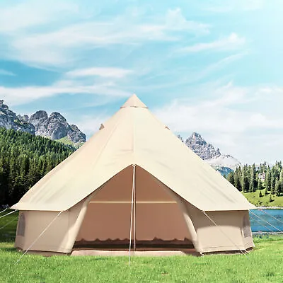 VEVOR 5M 4-Season Canvas Bell Tent Waterproof Canvas Glamping Yurt Teepee Tents • $535.99