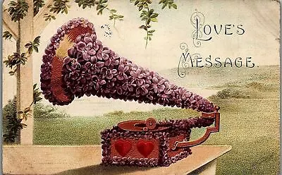 1912 Palisade Nebraska Valentines Day Floral Victrola Postcard 39-88 • $13.77