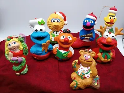 Vintage Sesame Street Jim Henson Character Muppet Christmas Ornaments Lot Of 8 • $27.97