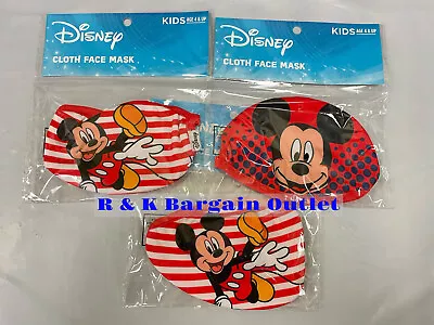 3 ~ Disney Boys Kids Childrens Mickey Mouse Cloth Face Masks Ages 4+ • $9.94