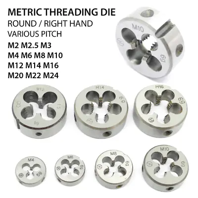 £7.95 • Buy Metric Thread Cutting Die - Right Hand Round Threading Dies All Sizes M2 To M24