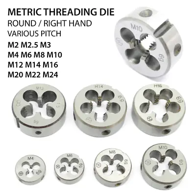 Metric Thread Cutting Die - Right Hand Round Threading Dies All Sizes M2 To M24 • £7.95