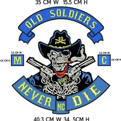 Old Soldiers Never Die Mc 35 Cm Iron On Embroidered Set • $63.99