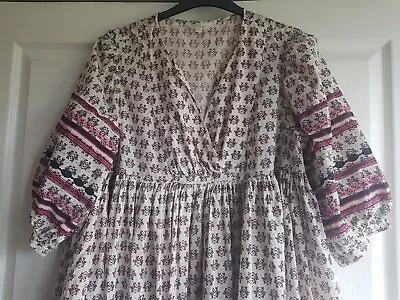 Stunning Per Una Boho  Dress Size  Cotton Large 141618 Festival  • £28