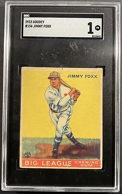 1933 Goudey #154 Jimmie Jimmy Foxx SGC 1 Nice Eye Appeal • $549.99