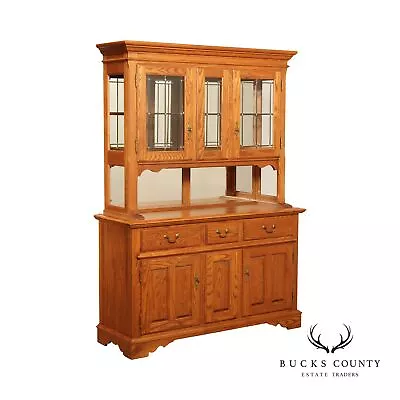 S. Bent & Bros. Traditional Style Oak Buffet Hutch • $895