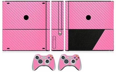 Pink Carbon Fiber Vinyl Skin Sticker For Xbox360 Slim E And 2 Controller Skins • $9.99