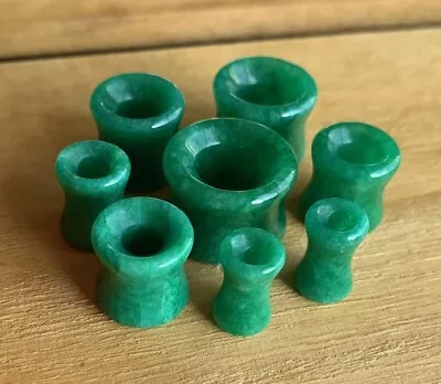 PAIR Real Green Jade Organic Stone Tunnels Plugs Gauges 6mm (2g) - 16mm (5/8 ) • $15.95