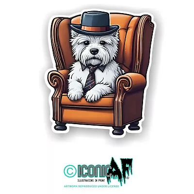 Funny Gangster MOB West Highland Terrier Westie Hat & Tie Vinyl Car Sticker 10cm • £2.59