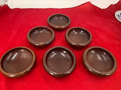 Six Vintage HAITI Hand Made Solid Mahogany Wood  Bowls • $33