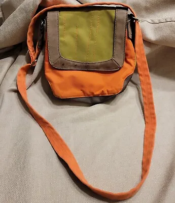 Ellington Green Orange Brown Nylon Travel CrossBody Organizer Bag Purse Small • $22.99