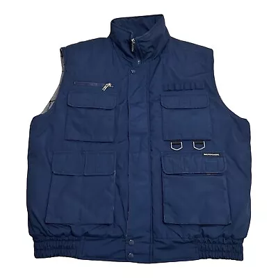 Vintage Y2K Renegade Utility Vest Men’s Large Flannel Lined Navy Blue • $29.95