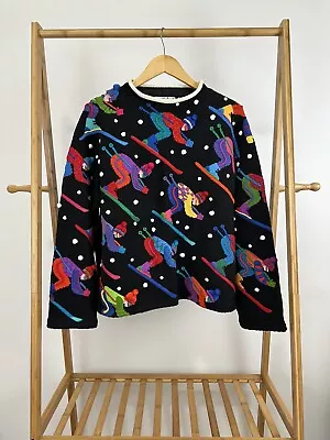 Michael Simon Women's Winter Ski Multicolor Holiday Mock Neck Sweater XL RARE • $269.95