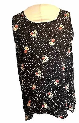 Cameo Rose Ditsy Zip Back Vest Top 16/44 Black Floral BNWT  • £11.50