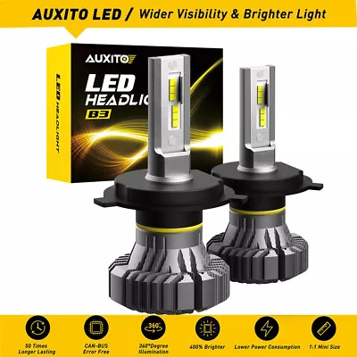 AUXITO Pair 9003 H4 19000LM LED Headlight Kit 6500K Lamp Bulbs Globes Hi/Lo Beam • $28.37