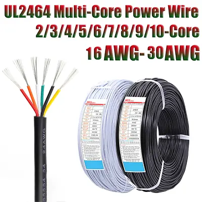 UL2464 PVC Power Cable Wire 16AWG-30AWG Tinned Copper 2/3/4/5/6/7/8/9/10 Core • $3.07