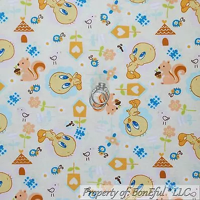 $8.20 • Buy BonEful Fabric FQ Cotton Quilt Looney Tunes Flower Tweety Bird House Squirrel 3D