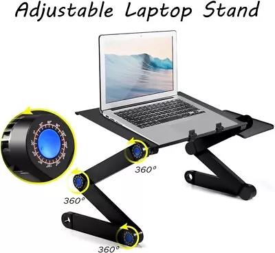 Laptop Stand Adjustable Support Laptop Bed Table Cooling Fan And Mouse Tray • £24.99
