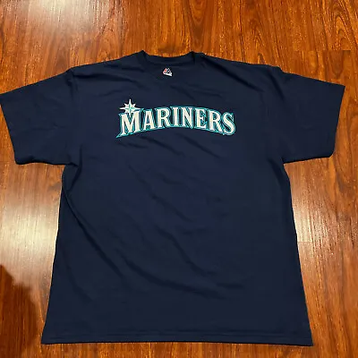 Majestic Men’s Seattle Mariners Navy Jersey Shirt Extra Large XL Baseball MLB • $11