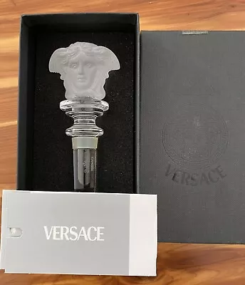 Versace Rosenthal Crystal Medusa Wine Bottle Stopper Decanter Frosted Glass NIB • $99.99