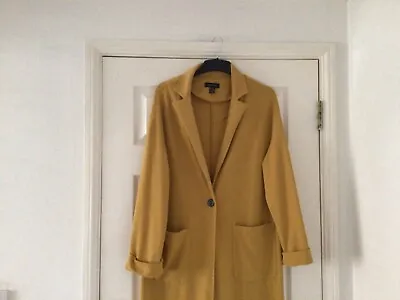 Ladies Mustard One Button Duster Coat. Front Pockets. Size M • £12.99