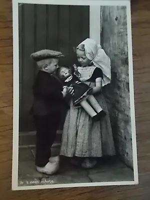 £5.99 • Buy Dutch Postcard Boy Girl Children & Doll 1956 Zealand Holland Netherlands