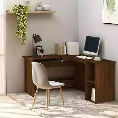 Modern Wooden L-Shape Corner Computer Laptop Office Desk Table With Storage Unit • £162.99