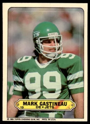 1983 Topps Sticker Inserts Mark Gastineau 2 New York Jets #13 • $1.75