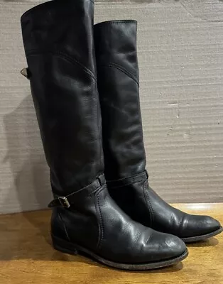 Frye Dorado Riding Leather Tall Boot Style #77560 Black  Size 9 US Womens • $89.99