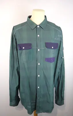 Caviar Dremes Shirt Mens 4XL XXXXL Green Check Smart Pocket Preppy Utility • £29.99