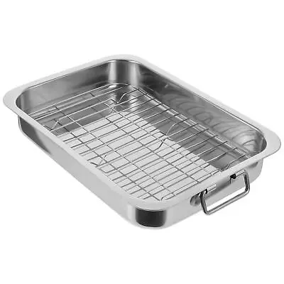 Stainless Steel Roasting Pan Rectangular Deep Roaster Pan Tray Baking Sheet And • $37.71