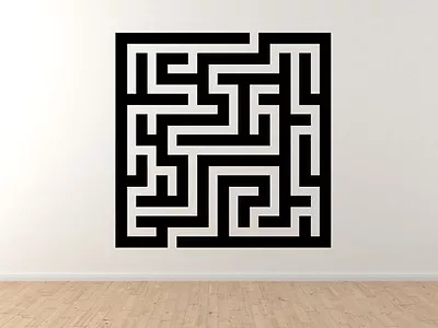 Square Maze - Rectangular Puzzle Labyrinth Path Finding - Vinyl Wall Decal Art • $11.99