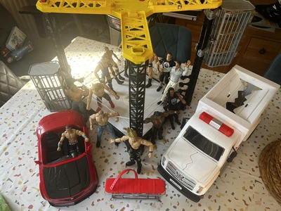£35 • Buy WWE Tough Talkers Interactive Wrestling Ring, Slambulance, Car And Figure Bundle