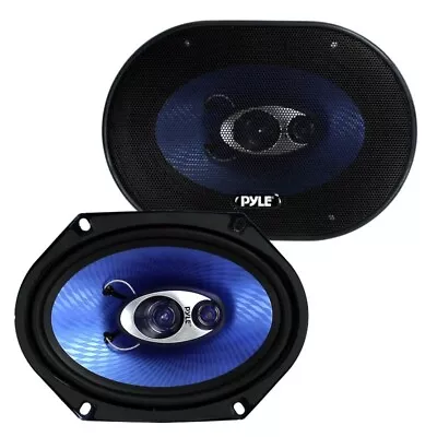 Pyle PL683BL 6x8  360 Watt 3-Way Car Coaxial Audio Speakers Stereo Blue (Pair) • $33.11