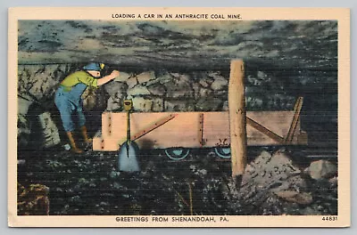 Shenandoah PA Pennsylvania - Loading Car In A  Anthracite Coal Mine - C1940's • $7.50