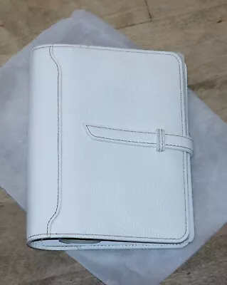 Compact FRANKLIN COVEY  | (NEW) White UNSTRUCTURED Leather Open Planner/Binder • $189.99