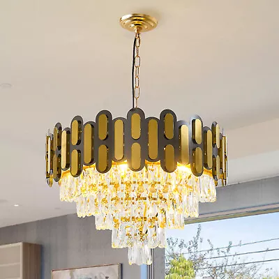 Gold Shining Crystal Ceiling Light Fixture Chandelier Hang Lamp Pendant 8xE12 • $63.80