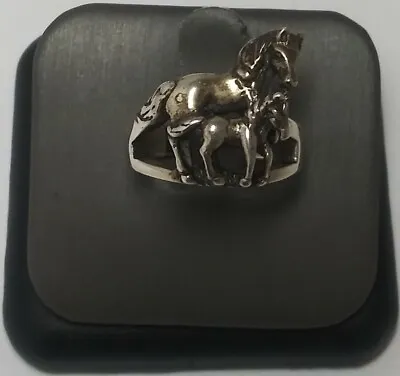 Sterling Silver Mare & Foal Horse Ring OTT 7.54G Lot#226 • $68