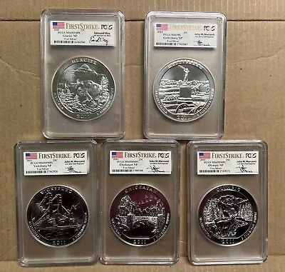 Set (5) 2011 5 Oz America The Beautiful ATB Silver Coins PCGS MS69 First Strike • $1100