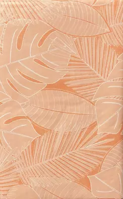 Tablecloth Umbrella Hole Zipper 60x84 Vinyl Flannel Backed Peach Tropical Leaf • $16.90