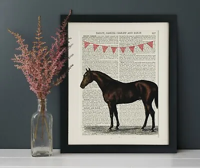 Vintage Book Page Art Print HORSE Dictionary Wall Art Picture • £5.99