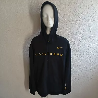 Nike Mens Livestrong Sweatshirt Hoodie Therma-Fit Pullover Black Large Free Ship • $30