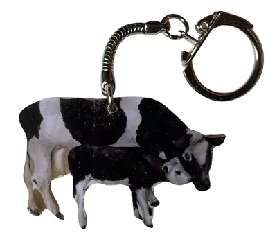 Cow And Calf Keyring - Cow And Calves - Cow & Calf -Cow Farming Cow Gifts MB1-K • £2.49