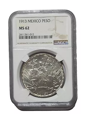 1913 1 Peso Caballito NGC MS 62  🇲🇽🇲🇽🇲🇽 UNCIRCULATED  • $1399.99