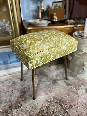 Vintage Green Yellow MCM Vinyl Covered Foot Stool • $145